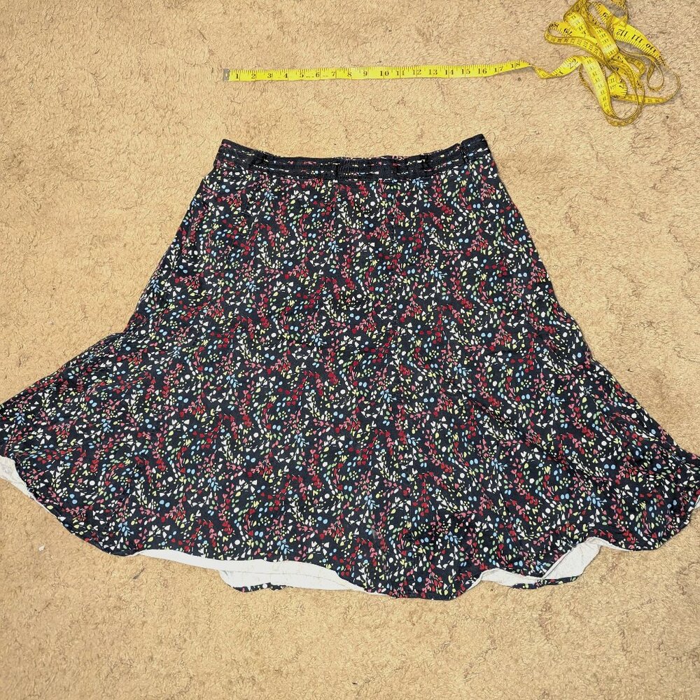 Women's Floral A-line Side Zip Black Floral Skirt